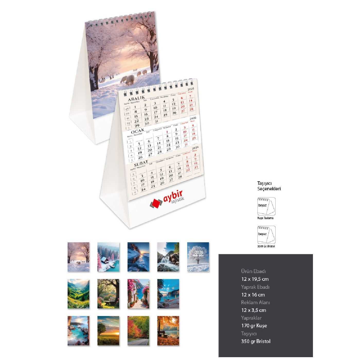 Kış Manzaralarından Oluşan Piramit Takvim