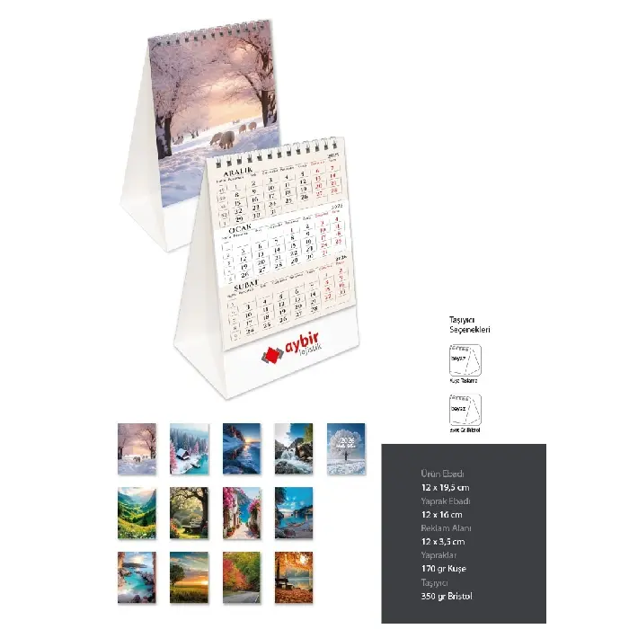 Kış Manzaralarından Oluşan Piramit Takvim