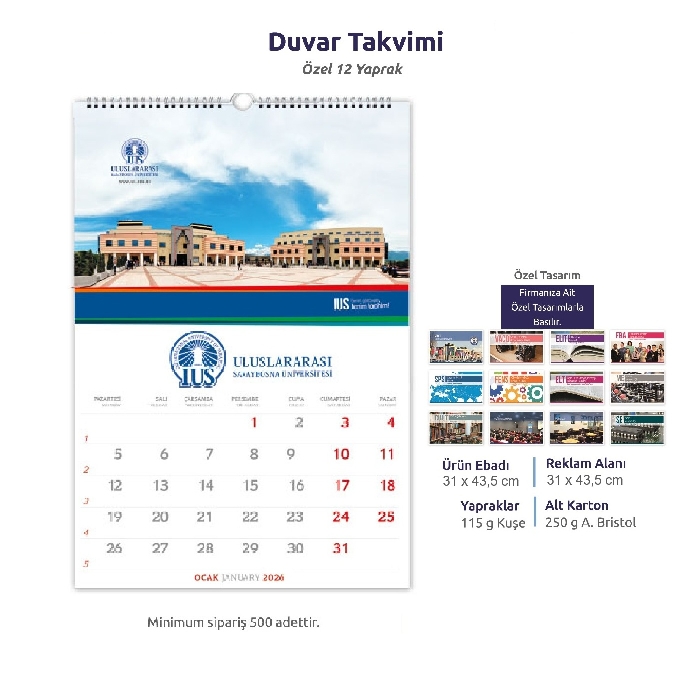 3 Farklı Ebat Seçeneği (31x43,5cm)