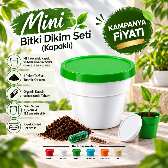 Promosyon Mini Saksılı ve Tohumlu Bitki Dikim Seti