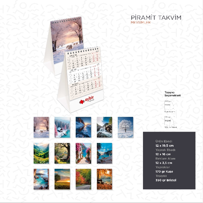Kış Manzaralarından Oluşan Piramit Takvim