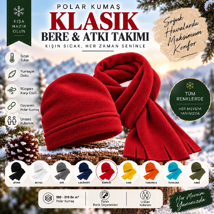Logo Baskılı Promosyon Atkı ve Bere Seti