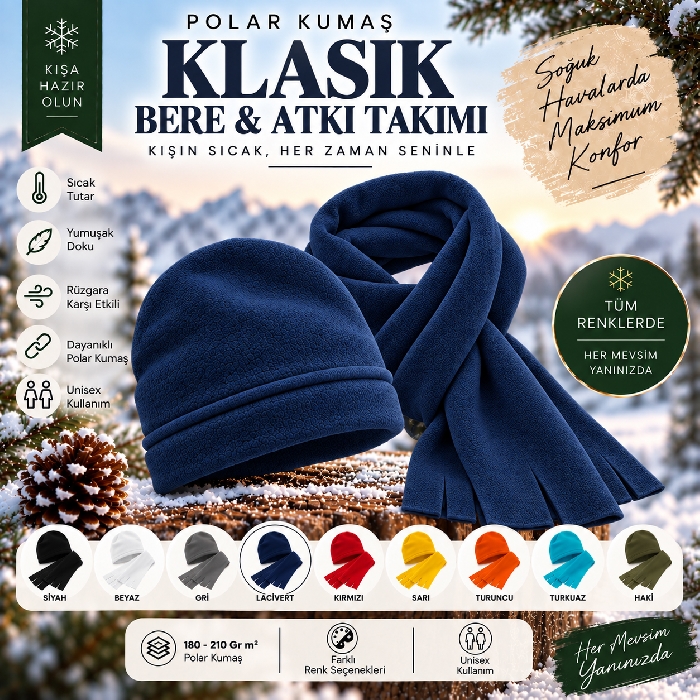 Kaliteli Polar Atkı ve Bere Takımı