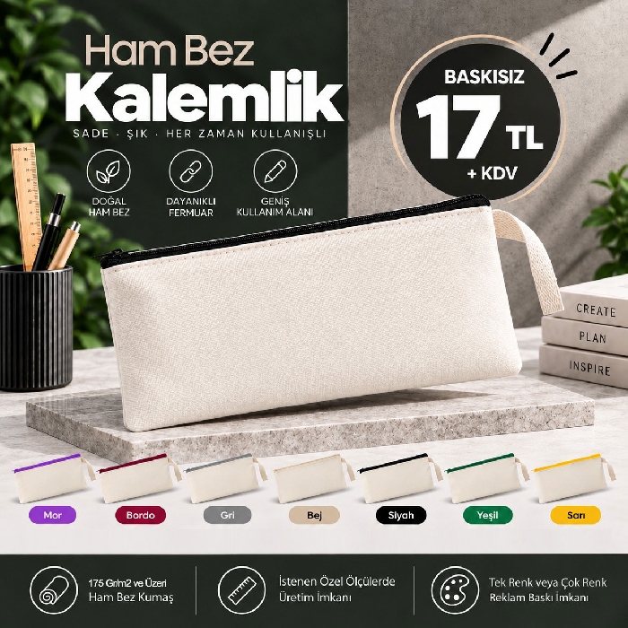% 100 Organik Promosyon Ham Bez Kalemlik