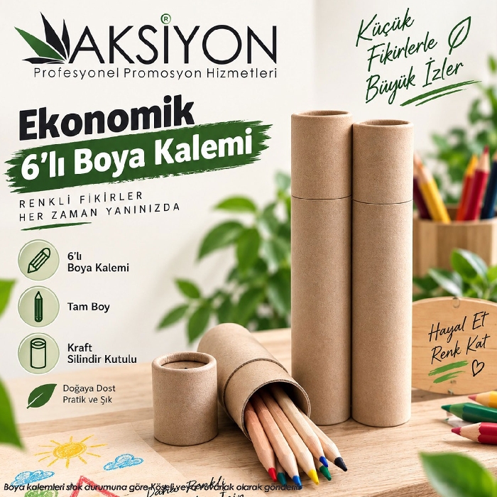10583 - Promosyon Tam Boy 6'lı Boya Kalemi