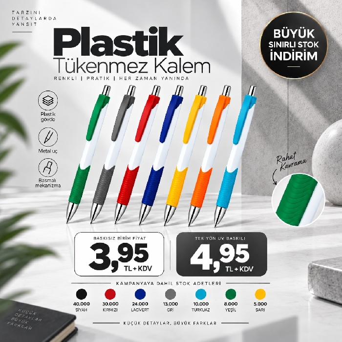 Üstten Basmalı Promosyon Tükenmez Kalem