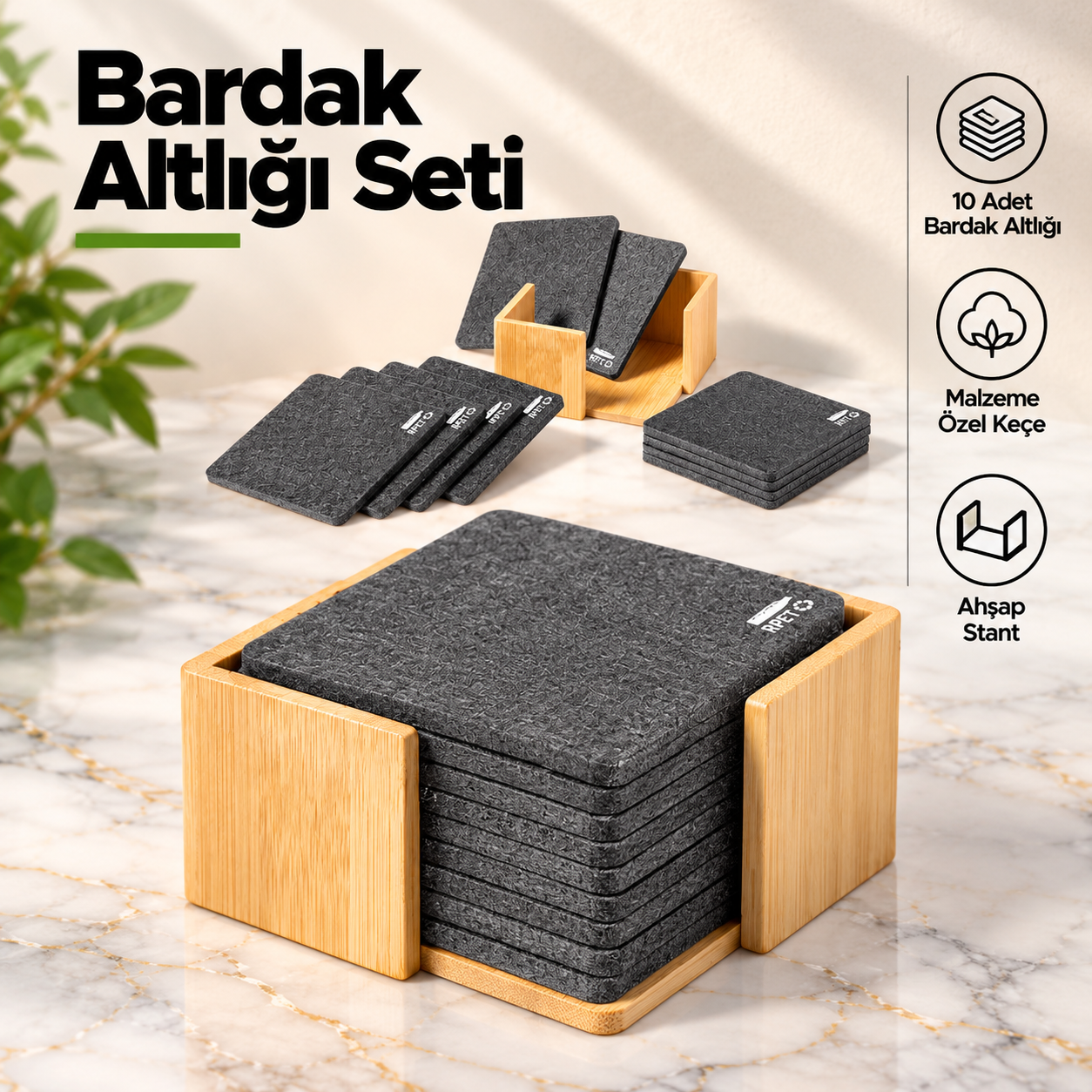 10'lu Bardak Altı Seti - Keçe