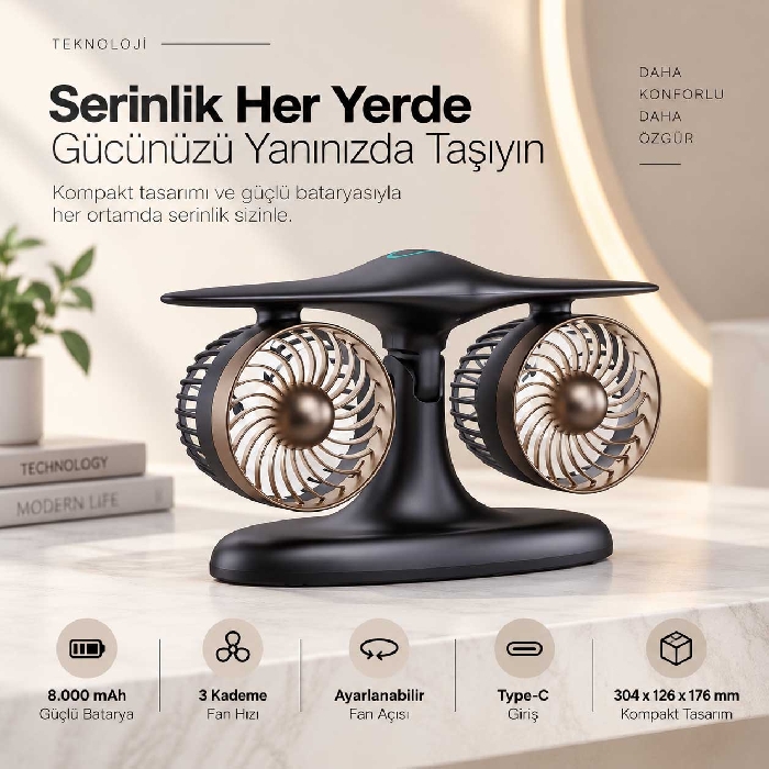 Çift Türbinli Masa Fanı
