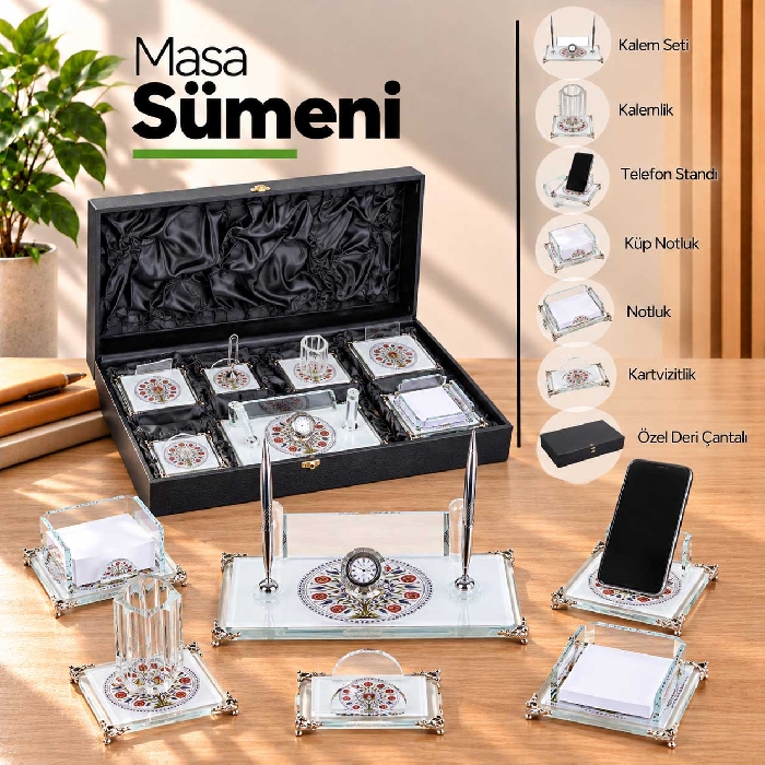 Lüks Deri Çantada Masa Seti