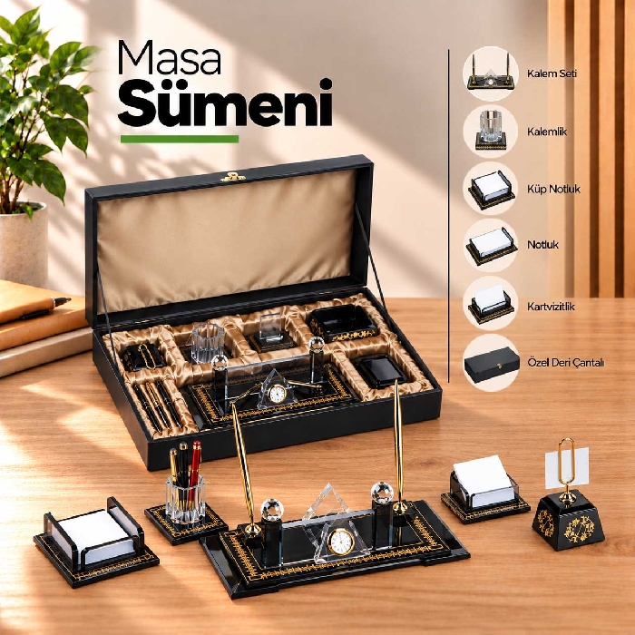 Çantalı Kristal Masa Sümen'i Seti