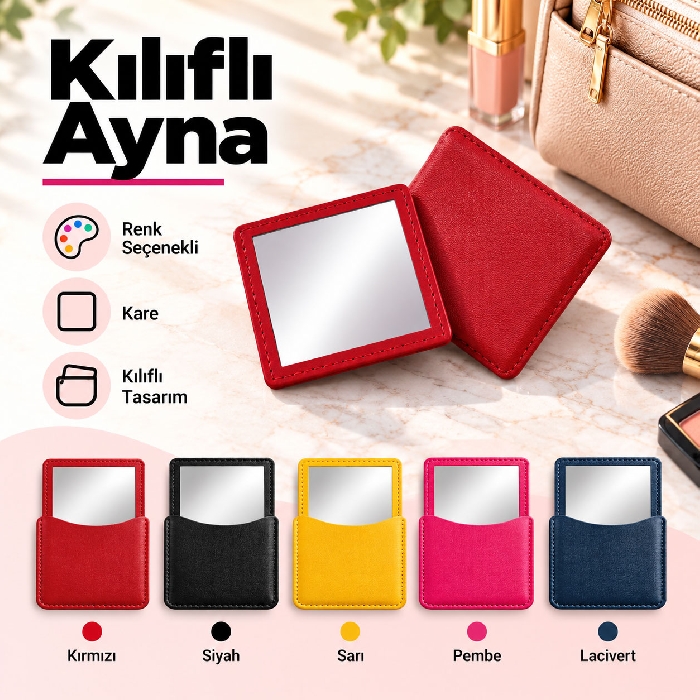 Suni Deri Kılıflı Ayna