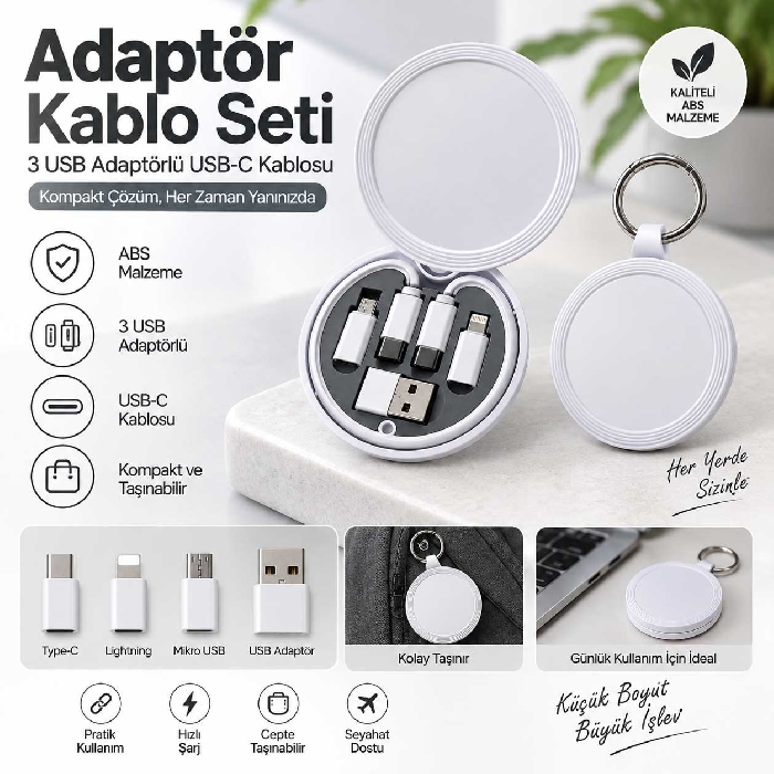 Adaptör Şarj Kablo Seti Kutulu