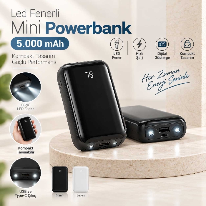 LED Fenerli Mini Boy Powerbank