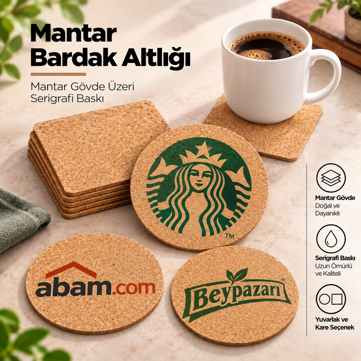 Kare & Yuvarlak Çok Renk Baskılı