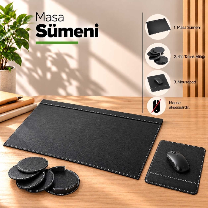 Suni Deri Masa Sümenli Set