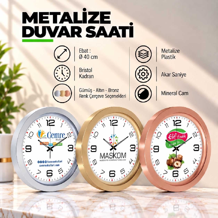 Metalize Duvar Saati