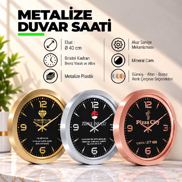 Metalize Duvar Saati