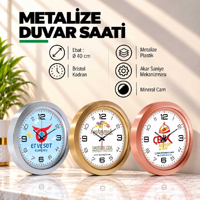 Metalize Duvar Saati
