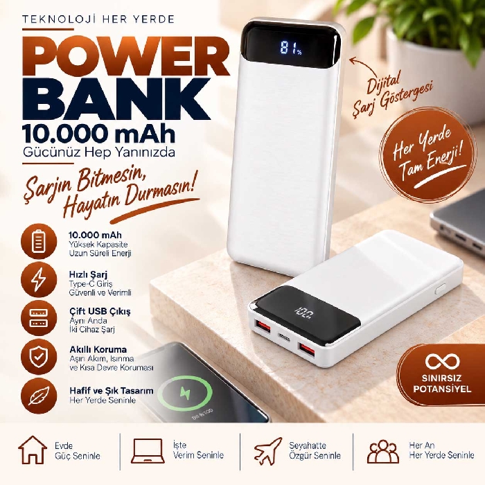 10.000 mAh Batarya Kapasitesi
