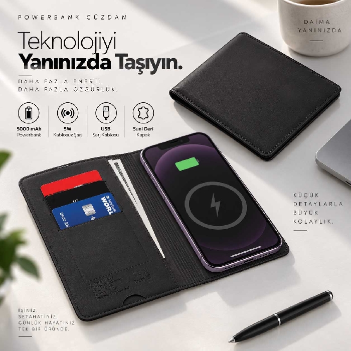 5000 mAh Powerbank Cüzdan