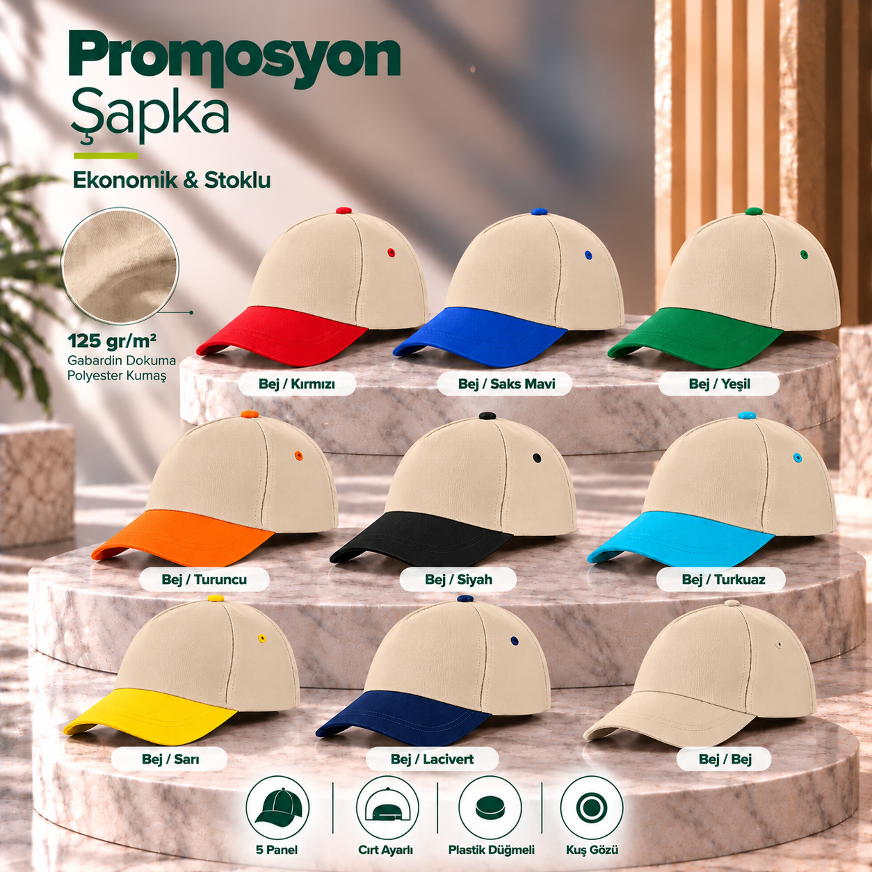 Bej Gövde Promosyon Şapka