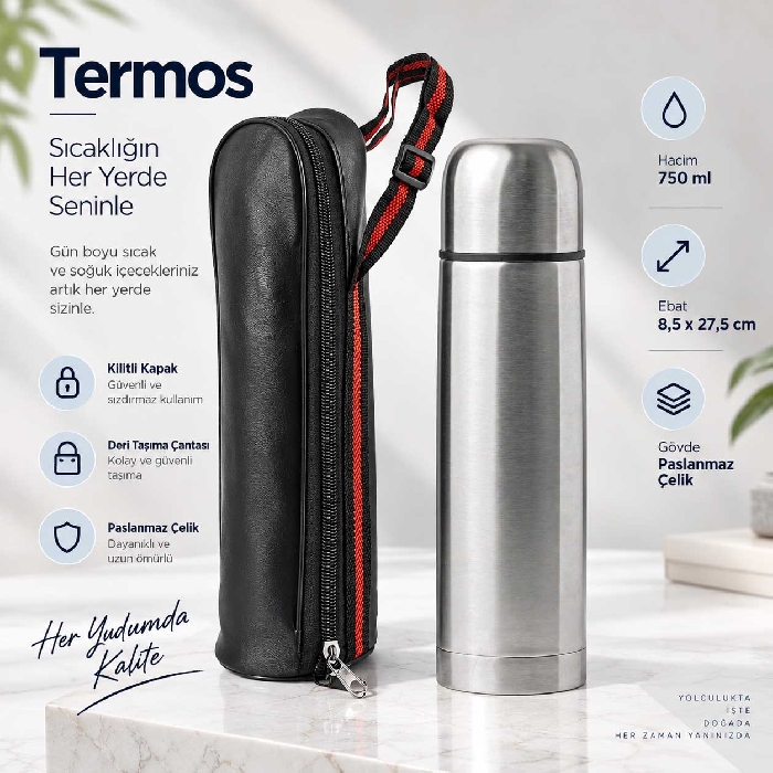 Bardaklı 750 ml Termos