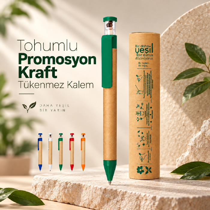 Kır Çiçekleri Tohumlu Kraft Tükenmez Kalem